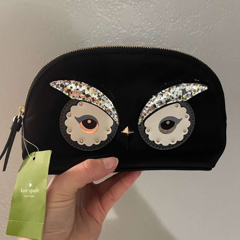 Kate Spade Black Owl Cosmetic Bag